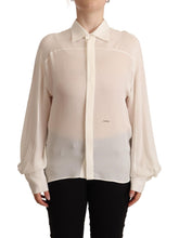 Off White Silk Long Sleeves Collared Blouse Top Dsquared²