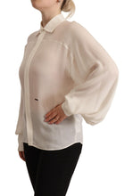 Off White Silk Long Sleeves Collared Blouse Top Dsquared²