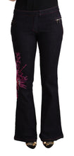 Black Cotton Mid Waist Cotton Flared Jeans Exte