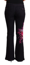 Black Cotton Mid Waist Cotton Flared Jeans Exte