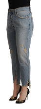Light Blue Distressed Mid Waist Cropped Denim Jeans CYCLE