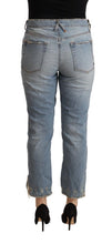 Light Blue Distressed Mid Waist Cropped Denim Jeans CYCLE