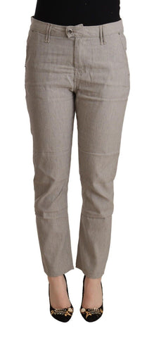Light Gray Linen Blend Mid Waist Tapered Pants CYCLE