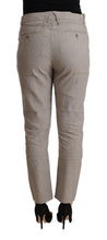 Light Gray Linen Blend Mid Waist Tapered Pants CYCLE