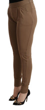 Brown Viscose Mid Waist Slim Tapered Pants Scervino Street