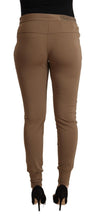 Brown Viscose Mid Waist Slim Tapered Pants Scervino Street