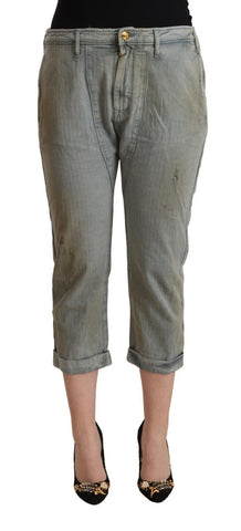 Gray 100% Cotton Mid Waist Skinny Cropped Pants CYCLE