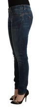 Blue Washed Cotton Slim Fit Denim Low Waist Jeans Acht
