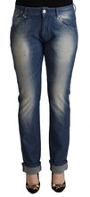 Blue Washed Mid Waist Folded Hem Skinny Jeans Acht