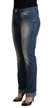 Blue Washed Mid Waist Folded Hem Skinny Jeans Acht