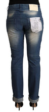 Blue Washed Mid Waist Folded Hem Skinny Jeans Acht