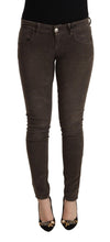 Brown Cotton Slim Fit Denim Low Waist Jeans Acht