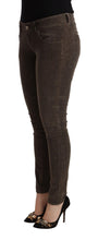Brown Cotton Slim Fit Denim Low Waist Jeans Acht