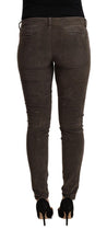 Brown Cotton Slim Fit Denim Low Waist Jeans Acht