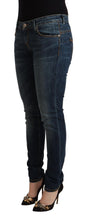 Blue Washed Cotton Low Waist Slim Fit Denim Jeans Acht