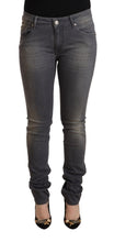 Dark Gray Washed Cotton Denim Skinny Jeans Acht