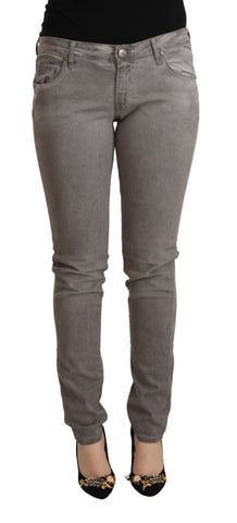Gray Cotton Low Waist Skinny Push Up Denim Jeans Acht