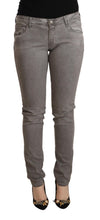 Gray Cotton Low Waist Skinny Push Up Denim Jeans Acht