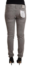 Gray Cotton Low Waist Skinny Push Up Denim Jeans Acht