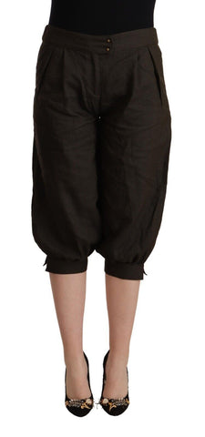 Brown Viscose Cropped Harem Pants GF Ferre
