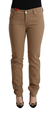 Brown Cotton Stretch Mid Waist Skinny Pants Jacob Cohen