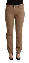 Brown Cotton Stretch Mid Waist Skinny Pants Jacob Cohen