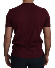 Bordeaux Roses Cotton Crewneck T-shirt Dolce & Gabbana