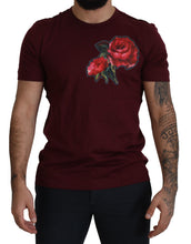 Bordeaux Roses Cotton Crewneck T-shirt Dolce & Gabbana