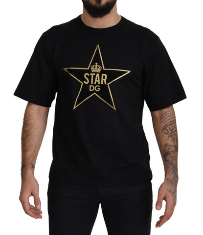 Black Gold STAR Crown DG Cotton Crewneck T-shirt Dolce & Gabbana