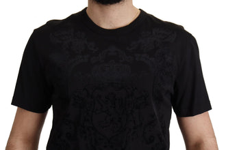 Black DG Baroque Cotton Crewneck T-shirt Dolce & Gabbana