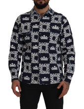 Blue Denim Stretch DG Crown Logo Casual Shirt Dolce & Gabbana