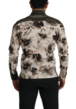 Green Beige Floral Cotton Stretch Exclusive Shirt Dolce & Gabbana
