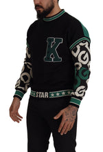 Black Green Cotton KING Star Crewneck Pullover Sweater Dolce & Gabbana