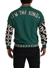 Black Green Cotton KING Star Crewneck Pullover Sweater Dolce & Gabbana
