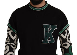 Black Green Cotton KING Star Crewneck Pullover Sweater Dolce & Gabbana