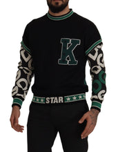 Black Green Cotton KING Star Crewneck Pullover Sweater Dolce & Gabbana