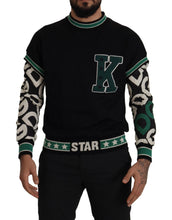 Black Green Cotton KING Star Crewneck Pullover Sweater Dolce & Gabbana