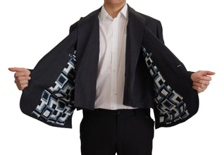 Blue Linen Formal Mens Blazer Jacket Dolce & Gabbana