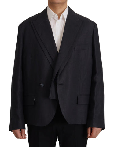 Blue Linen Formal Mens Blazer Jacket Dolce & Gabbana