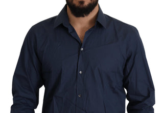 Blue Cotton MARTINI Slim Fit Dress Shirt Dolce & Gabbana