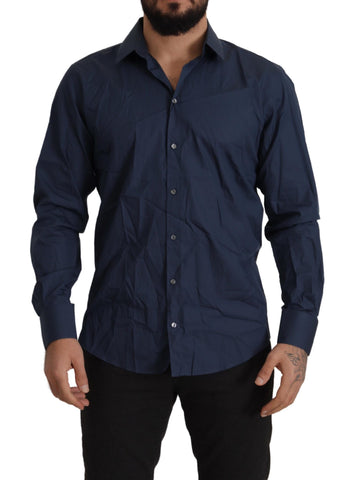 Blue Cotton MARTINI Slim Fit Dress Shirt Dolce & Gabbana