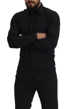 Black Cotton GOLD Slim Fit Dress Shirt Dolce & Gabbana