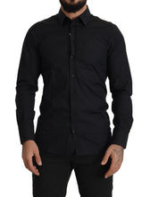 Black Cotton GOLD Slim Fit Dress Shirt Dolce & Gabbana