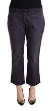 Black Low Waist Folded Hem Flared Cropped Pants Jucca