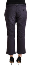Black Low Waist Folded Hem Flared Cropped Pants Jucca