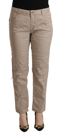 Beige Tencel Mid Waist Tapered Casual Pants Acht