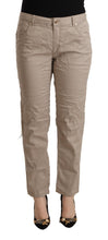 Beige Tencel Mid Waist Tapered Casual Pants Acht