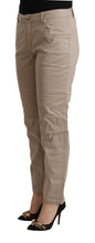 Beige Tencel Mid Waist Tapered Casual Pants Acht