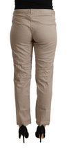 Beige Tencel Mid Waist Tapered Casual Pants Acht