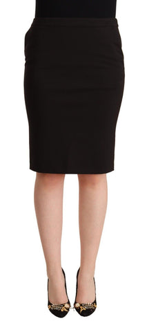 Black Straight Pencil Cut Knee Length Skirt GF Ferre